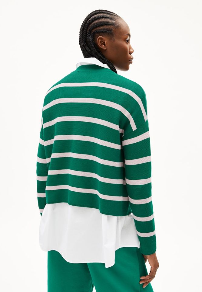 Strickpullover Merinaa Stripes emerald green-ice grape von Armedangels