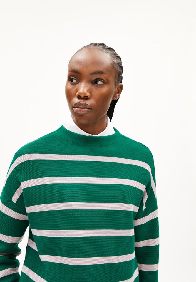 Strickpullover Merinaa Stripes emerald green-ice grape von Armedangels