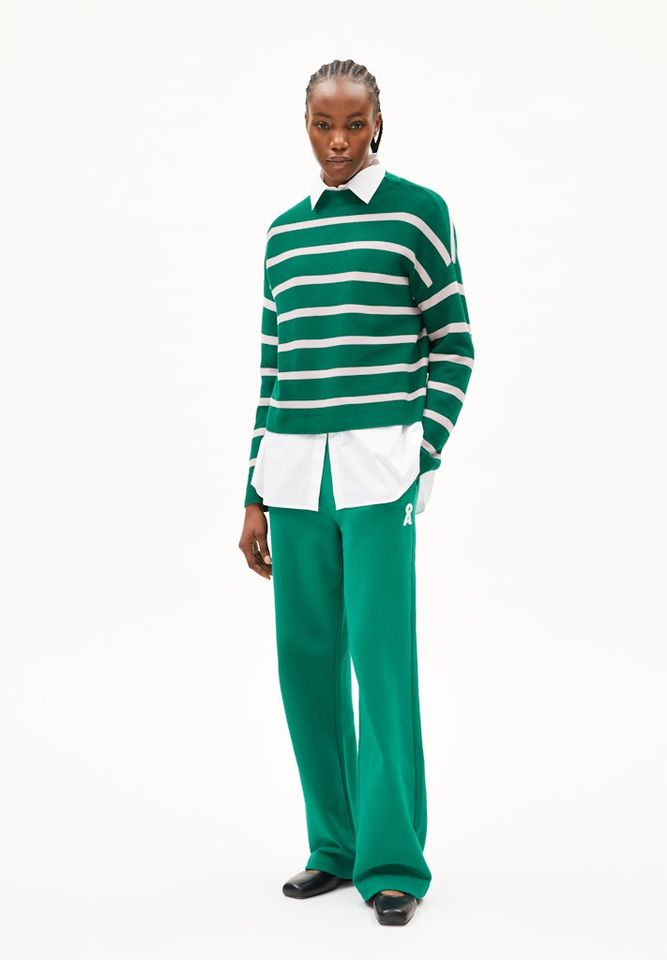 Strickpullover Merinaa Stripes emerald green-ice grape von Armedangels