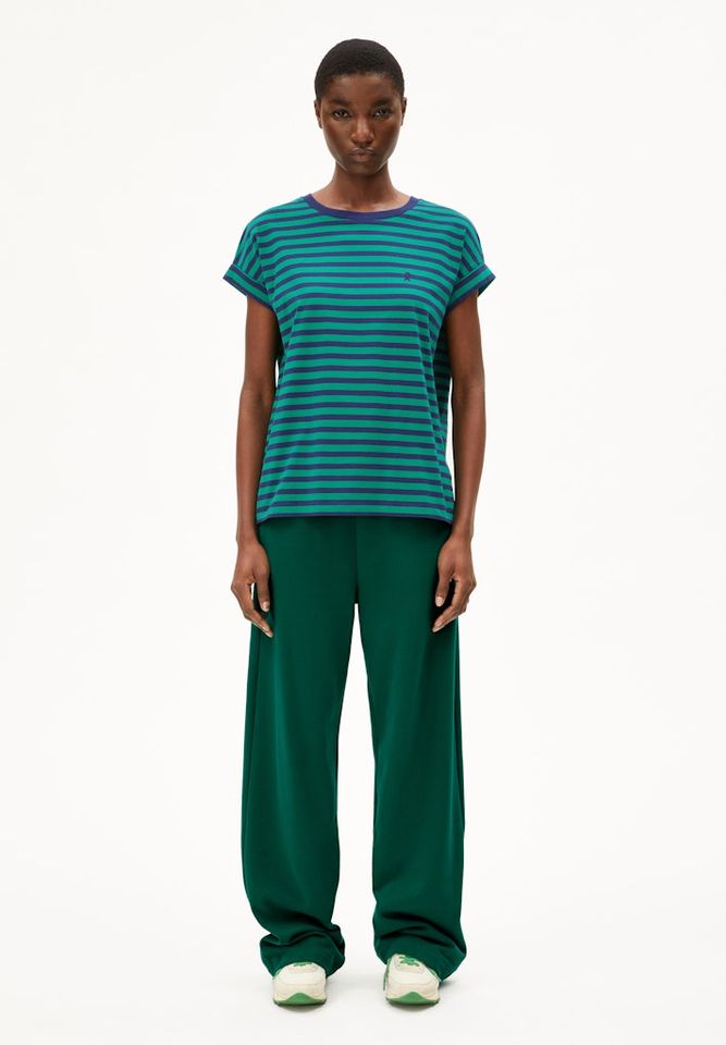 T-Shirt Idaara Stripes emerald green-blue noon von Armedangels