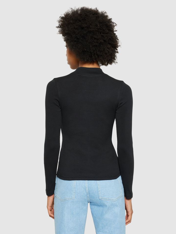 Longsleeve Rib High neck black jet von KnowledgeCotton Apparel
