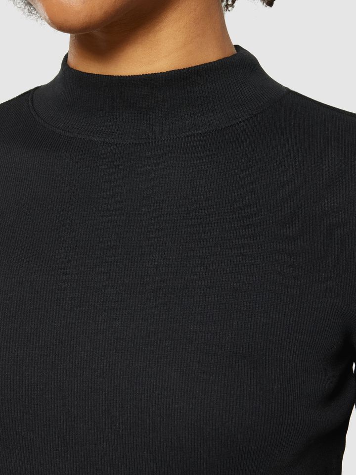 Longsleeve Rib High neck black jet von KnowledgeCotton Apparel