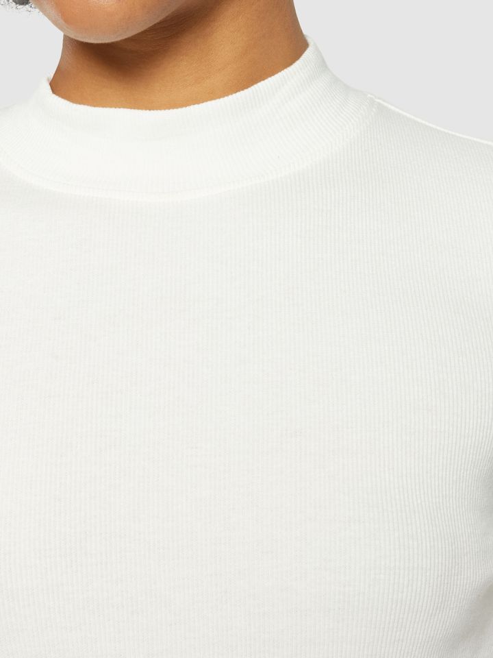 Longsleeve Rib High neck star white von KnowledgeCotton Apparel