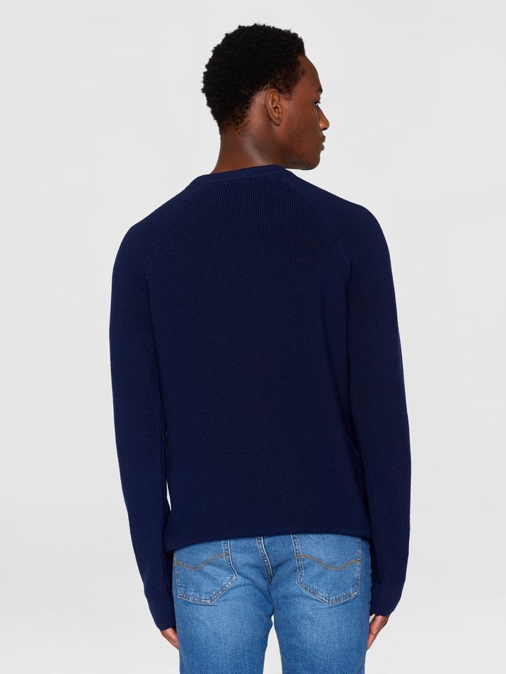 Strickpullover Merino Crew neck knit RWS total eclipse von KnowledgeCotton Apparel