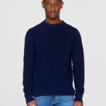 Strickpullover Merino Crew neck knit RWS total eclipse von KnowledgeCotton Apparel