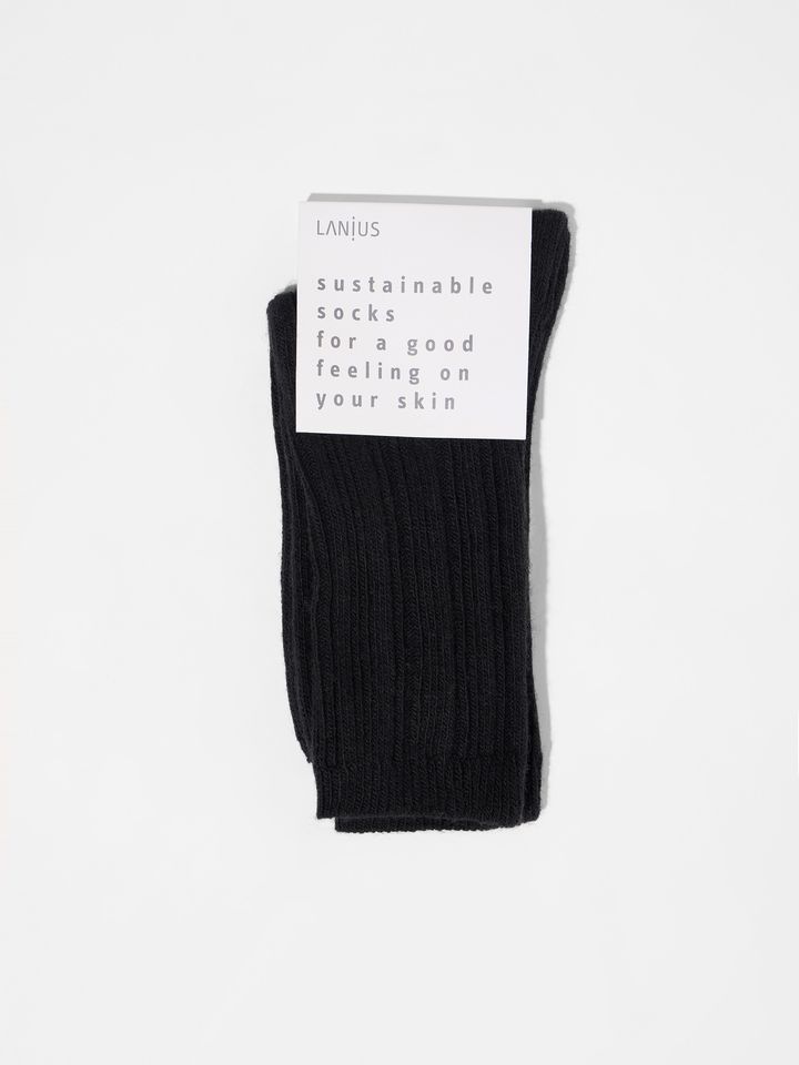 Socken Rippenstrick 25 black von Lanius