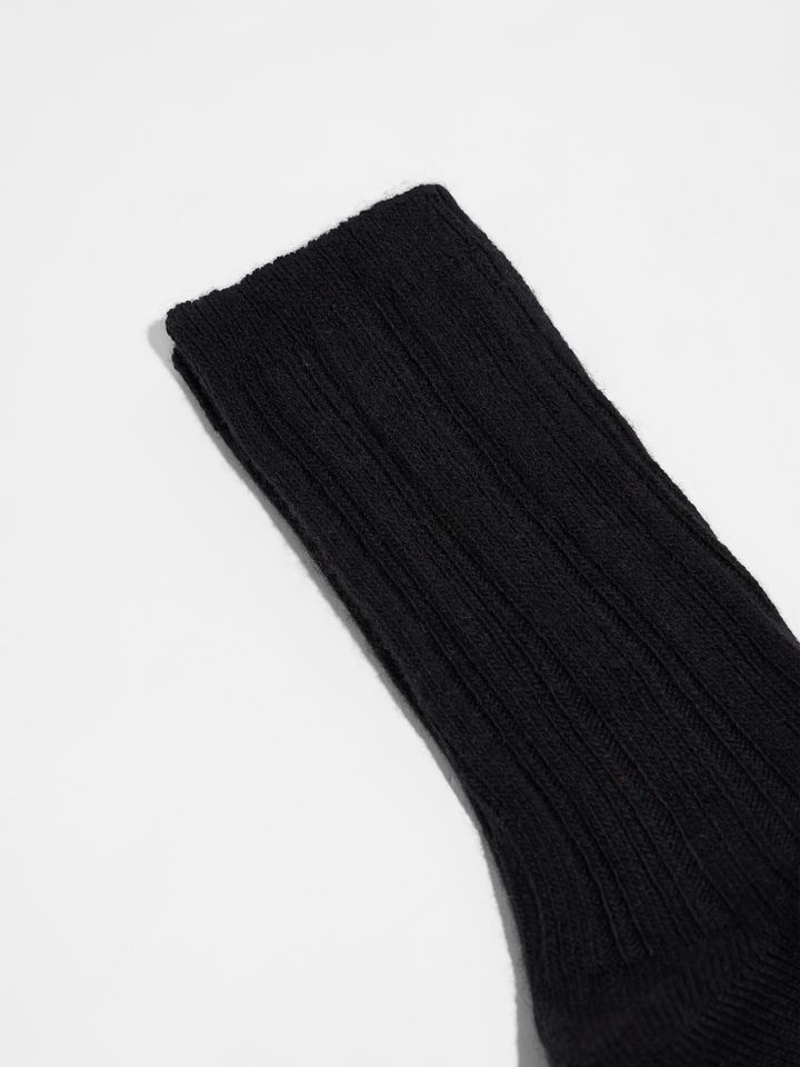 Socken Rippenstrick 25 black von Lanius