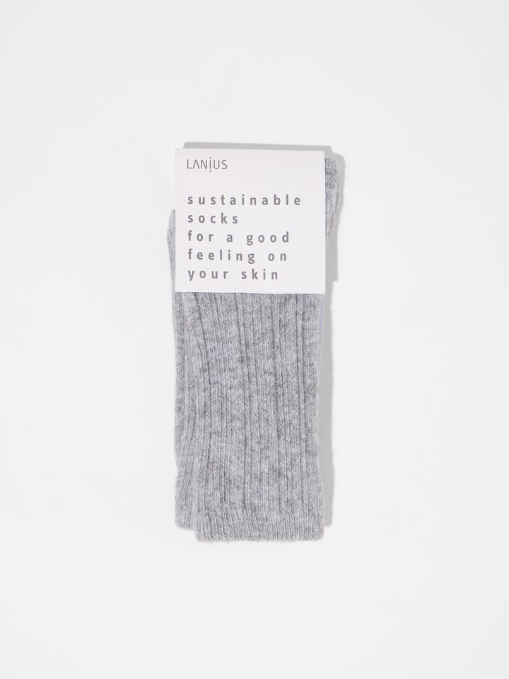 Socken Rippenstrick 25 grey melange von Lanius