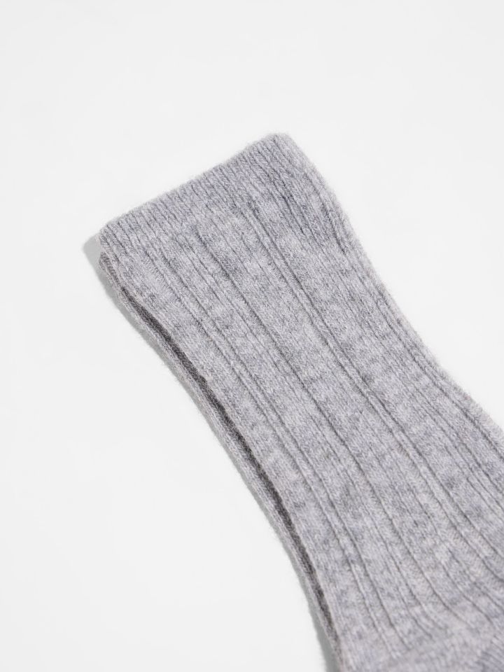 Socken Rippenstrick 25 grey melange von Lanius