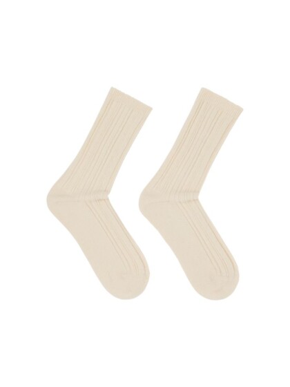 Socken Rippenstrick 25 off white von Lanius