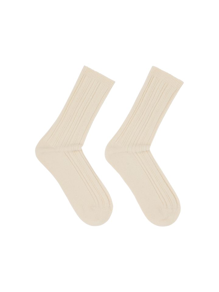 Socken Rippenstrick 25 off white von Lanius