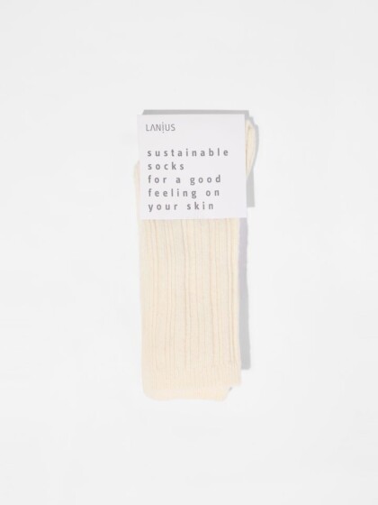 Socken Rippenstrick 25 off white von Lanius