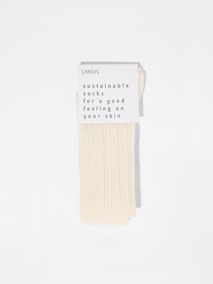 Socken Rippenstrick 25 off white von Lanius