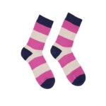 Socken mit Blockstreifen beige melange/ pink von Lanius