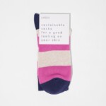 Socken mit Blockstreifen beige melange/ pink von Lanius