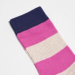 Socken mit Blockstreifen beige melange/ pink von Lanius