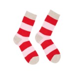 Socken mit Blockstreifen red alert/ rose von Lanius
