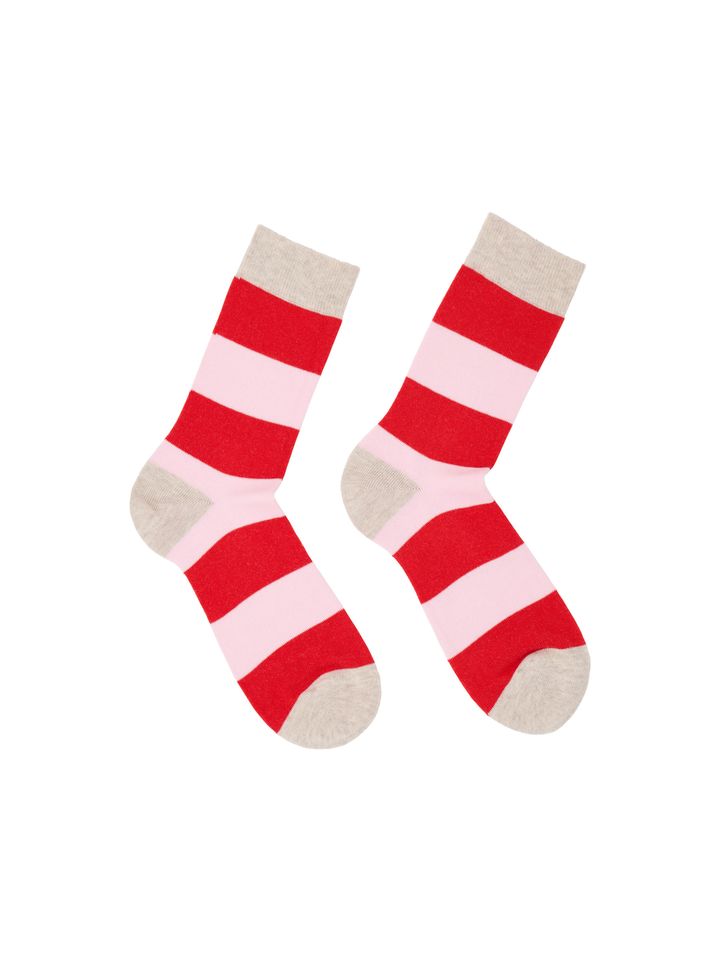 Socken mit Blockstreifen red alert/ rose von Lanius