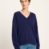 Strickpullover mit V-Ausschnitt purple blue melange von Lanius