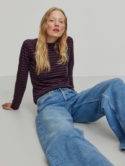 Longsleeve Iris Stripes dark plum von recolution