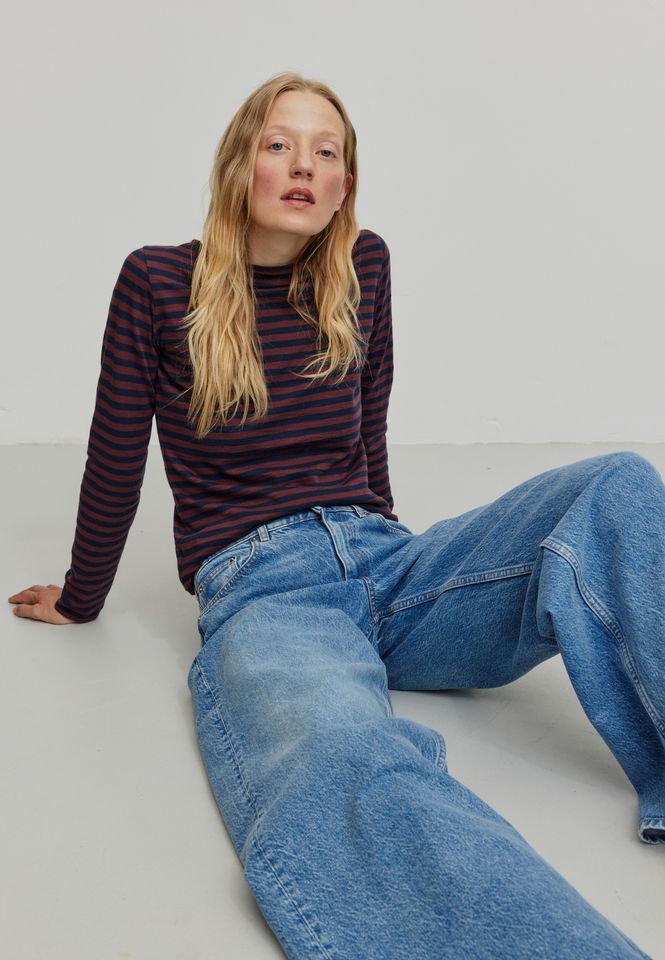 Longsleeve Iris Stripes dark plum von recolution Longsleeve Iris Stripes dark plum von recolution