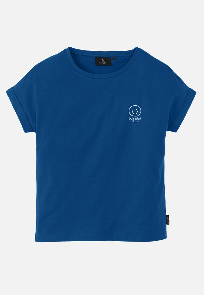 T-Shirt Cayenne Smiley lapis blue von recolution
