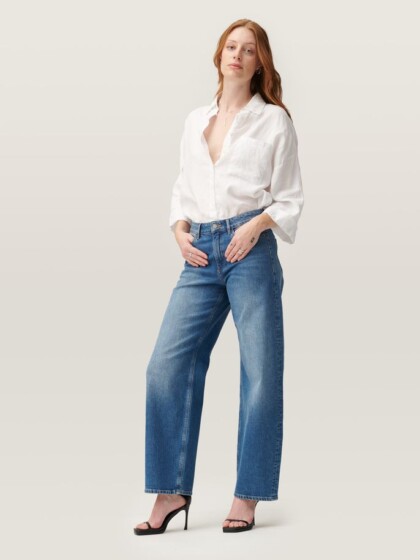 Jeans Ash Barrel Leg Minimal Stretch medium blue von DAWN