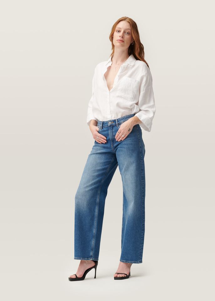 Jeans Ash Barrel Leg Minimal Stretch medium blue von DAWN