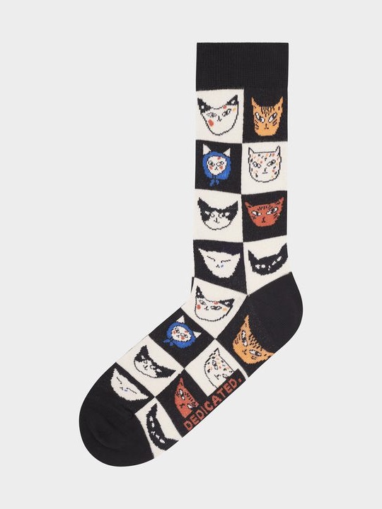 Socken Sigtuna Cat Bingo black von Dedicated.