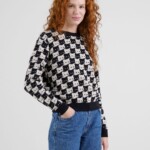 Sweater Arendal Pepita Cats oat white von Dedicated.