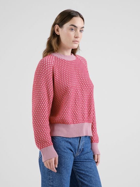 Sweater Husie Bubble Knit true red/lilas pink von Dedicated.
