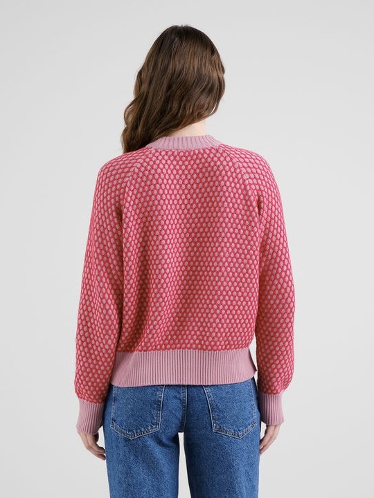 Sweater Husie Bubble Knit true red/lilas pink von Dedicated.