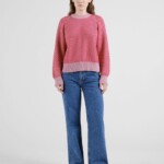 Sweater Husie Bubble Knit true red/lilas pink von Dedicated.