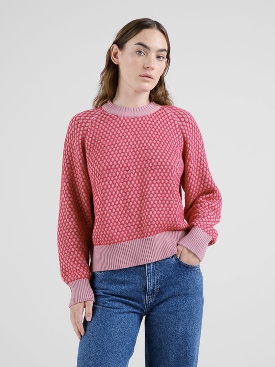 Sweater Husie Bubble Knit true red/lilas pink von Dedicated.