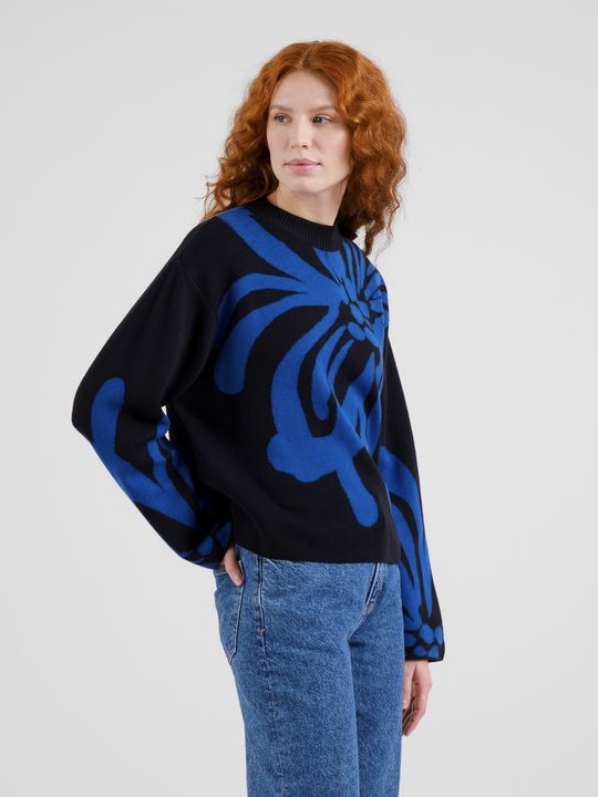 Sweater Limhamn Big Flower blue von Dedicated.