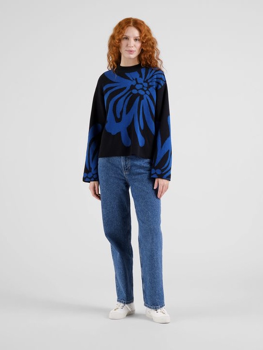Sweater Limhamn Big Flower blue von Dedicated.