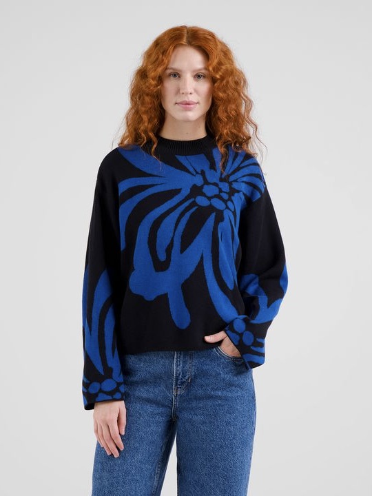 Sweater Limhamn Big Flower blue von Dedicated.