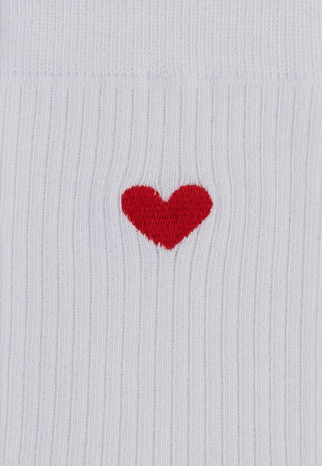 Gerippte Socken Stickerei 1 Paar weiß / herz von MELAWEAR Gerippte Socken Stickerei 1 Paar weiß / herz von MELAWEAR