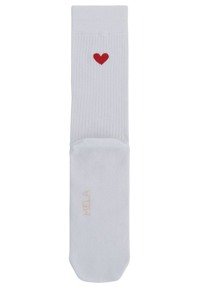 Gerippte Socken Stickerei 1 Paar weiß / herz von MELAWEAR Gerippte Socken Stickerei 1 Paar weiß / herz von MELAWEAR