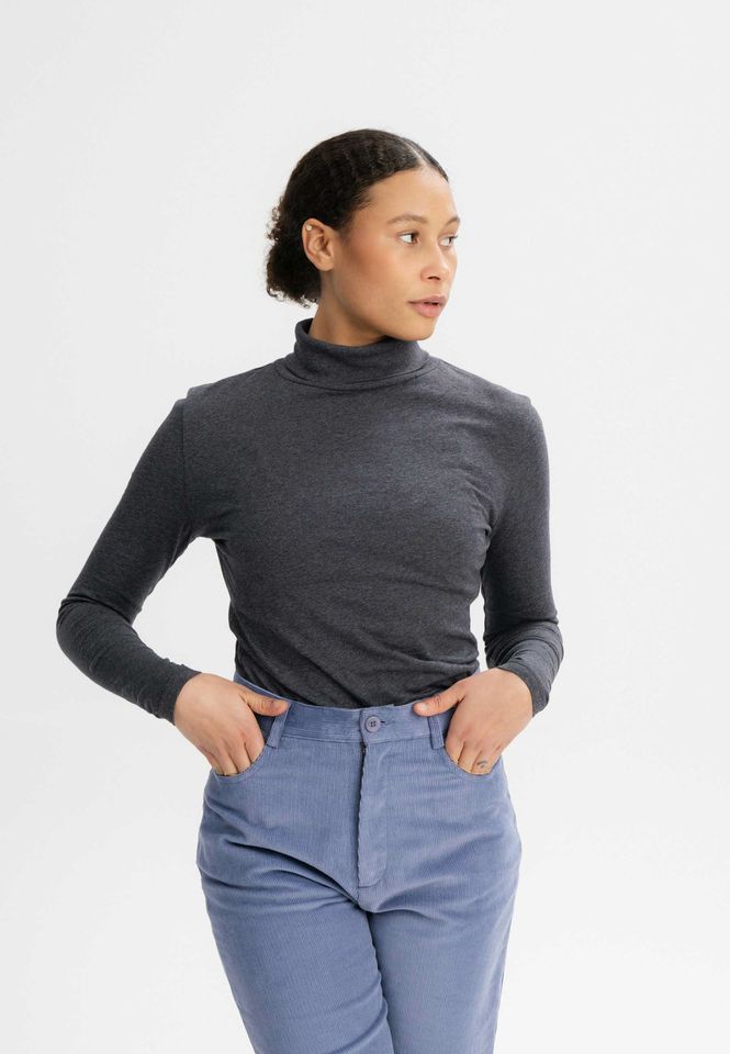 Rollkragen Longsleeve Anchal anthracite blend von MELAWEAR
