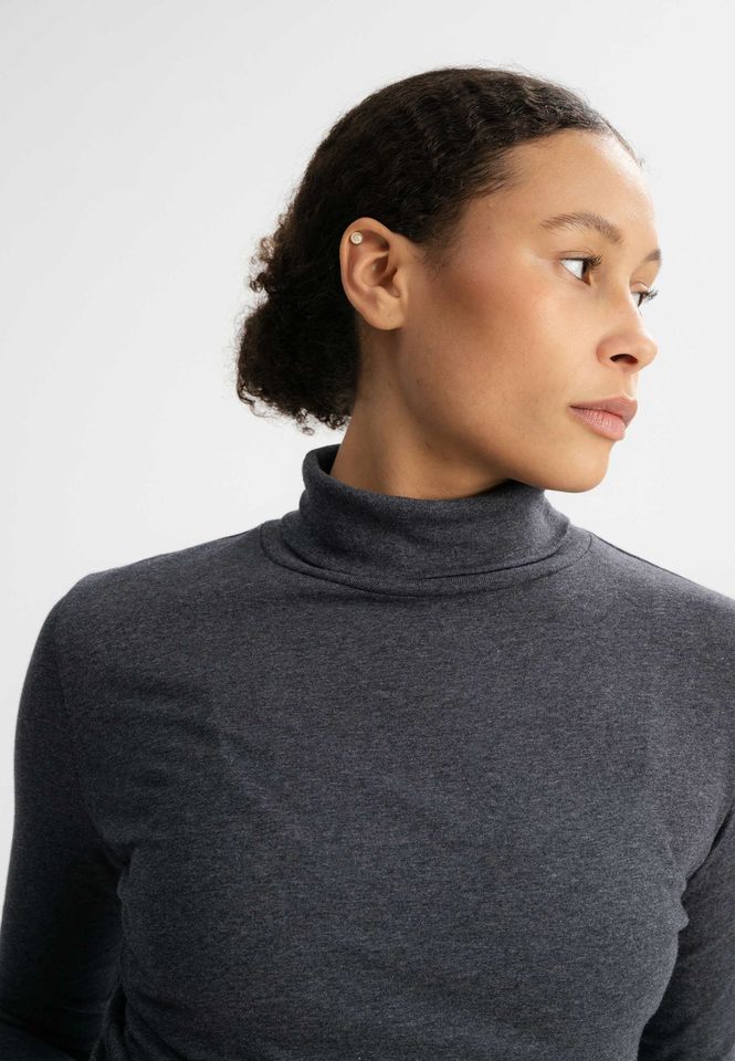 Rollkragen Longsleeve Anchal anthracite blend von MELAWEAR