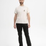 T-Shirt Sadhil Print Artist Edition Josha cream melange / succo di mela von MELAWEAR