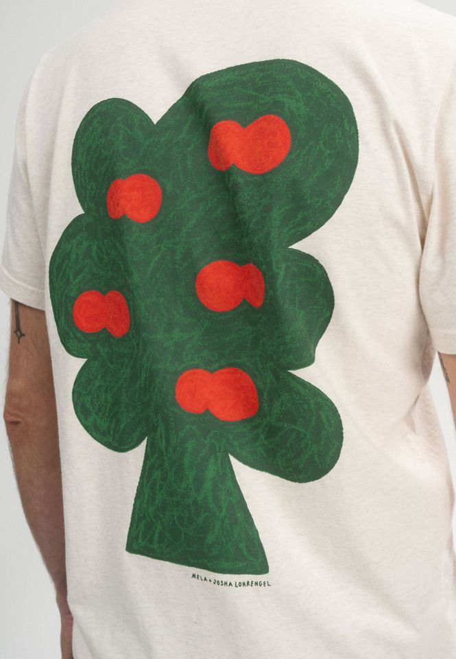 T-Shirt Sadhil Print Artist Edition Josha cream melange / succo di mela von MELAWEAR