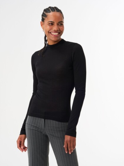 Longsleeve Merino Mockneck sheep black von pinqponq