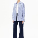 Bluse Langarm Stripe Loose white-dynamo blue von Armedangels