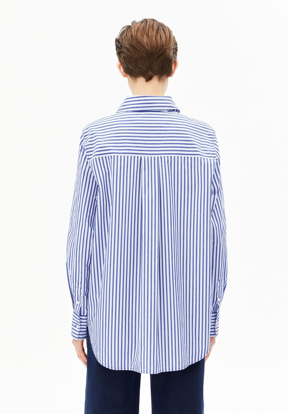 Bluse Langarm Stripe Loose white-dynamo blue von Armedangels