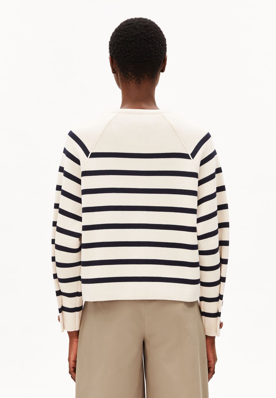 Cardigan Placed Stripe Knit oatmilk-night sky von Armedangels