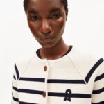 Cardigan Placed Stripe Knit oatmilk-night sky von Armedangels