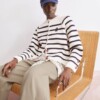 Cardigan Placed Stripe Knit oatmilk-night sky von Armedangels