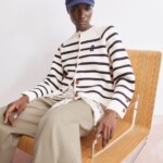 Cardigan Placed Stripe Knit oatmilk-night sky von Armedangels